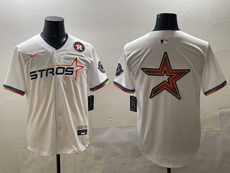 Men Houston Astros Blank White Fourth generation Joint Name 2025 Nike MLB Jersey style 11->texas rangers->MLB Jersey